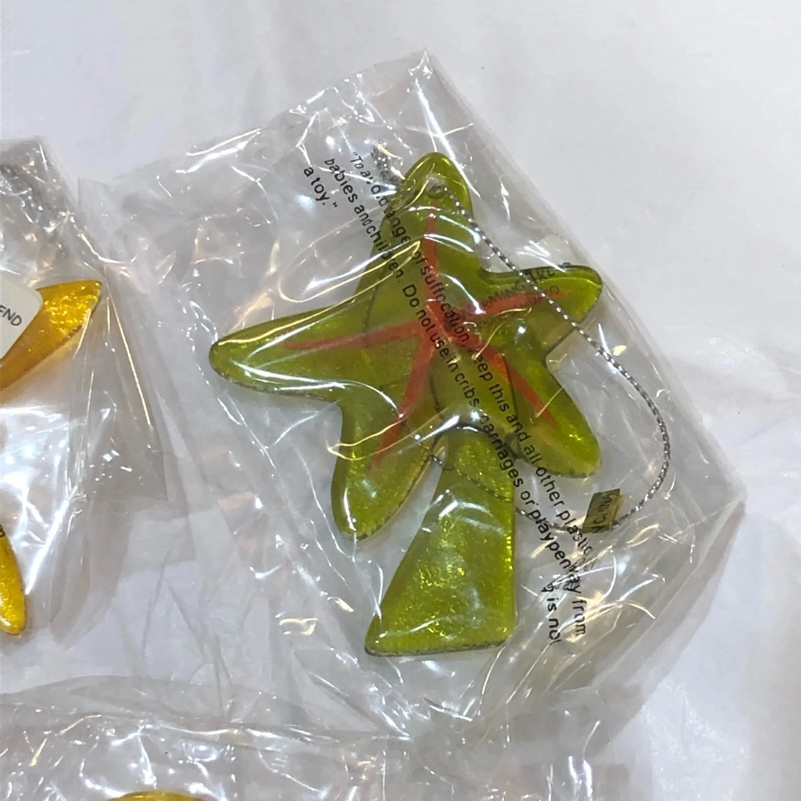 Set of 3 DEMDACO Fused Glass Ornaments 3" - 3.25" Shell, Palm & Starfish NEW 2