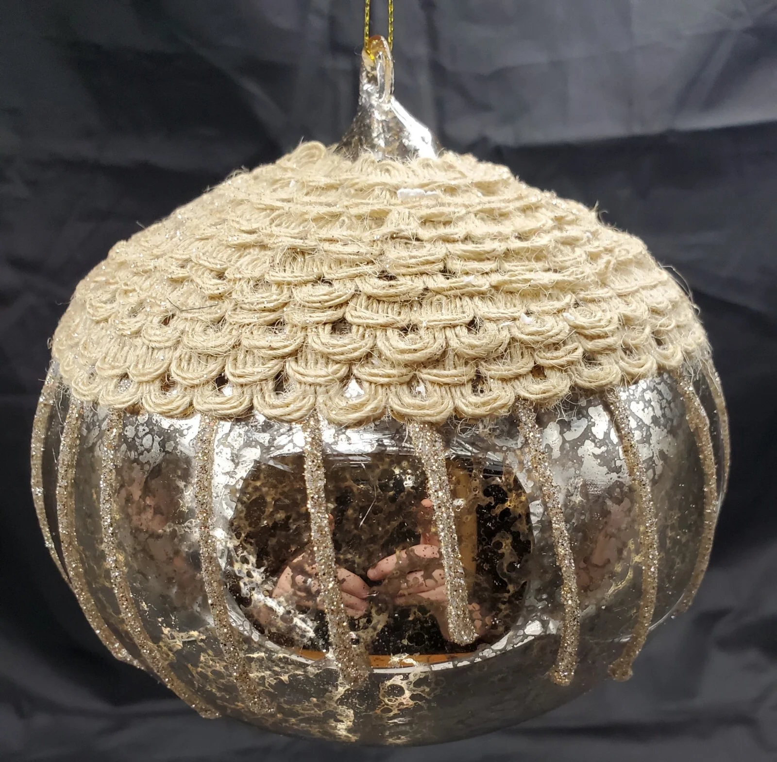 Set Of 4 Large Mercury Glass Decorated Ornaments 6" Silvestri by Demdaco