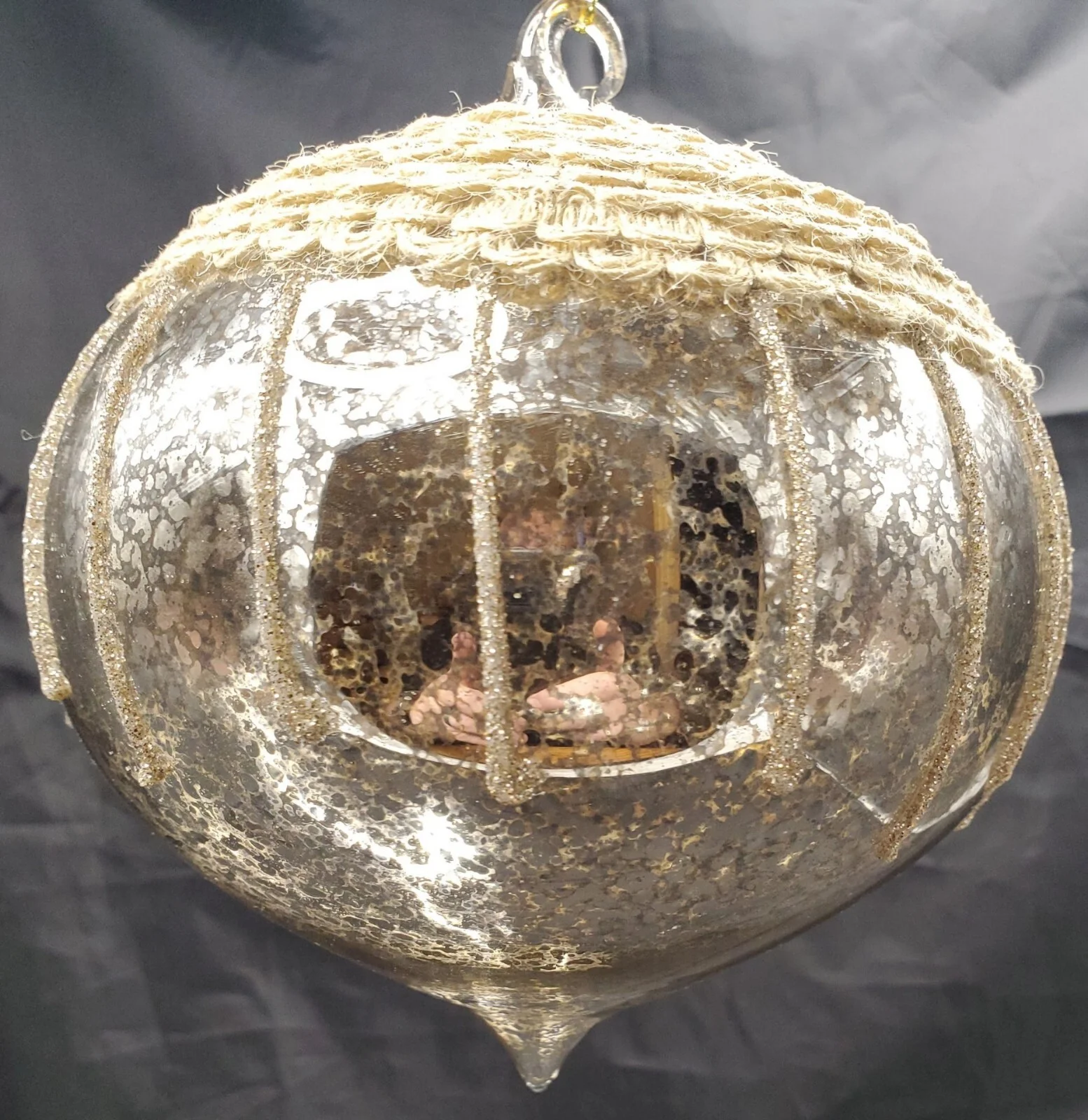Set Of 4 Large Mercury Glass Decorated Ornaments 6" Silvestri by Demdaco 3